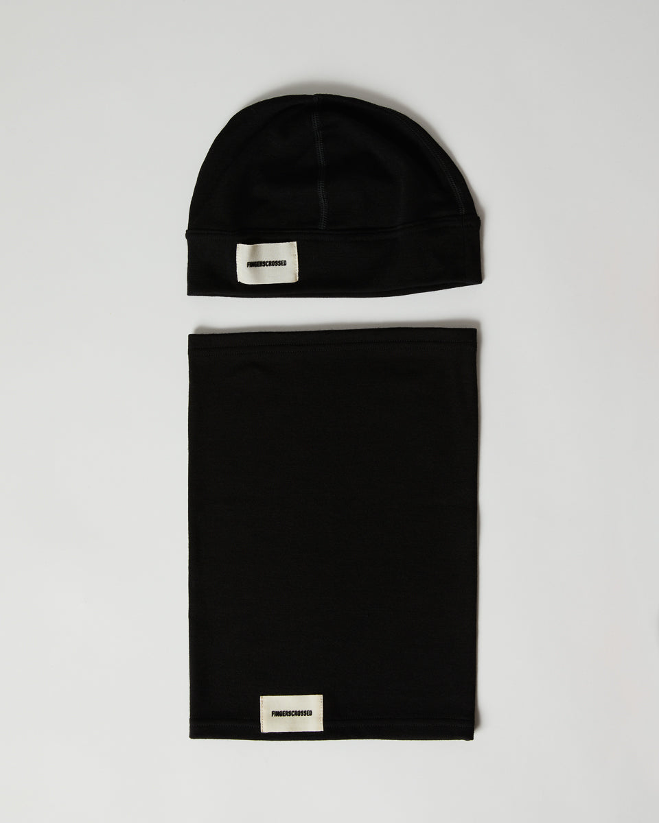 #2 SET BEANIE + TUBE SCARF BLACK
