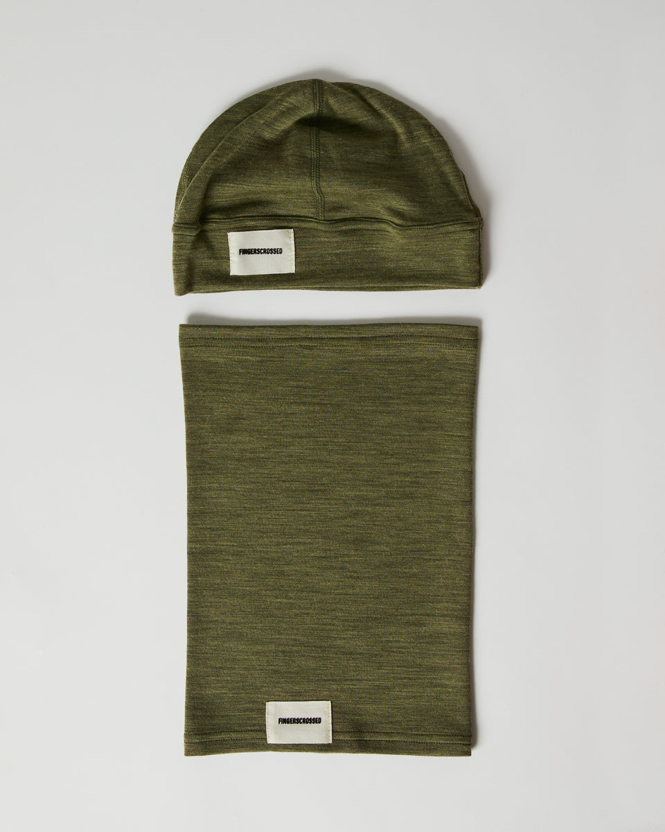 #2 SET BEANIE + TUBE SCARF OLIVE